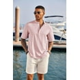 thumbnail image 2 of COOFANDY Men's Linen Henley Shirts Summer Beach Short Sleeve Loose Fit T Shirt Button Up Lightweight Casual Tee, 2 of 9
