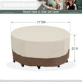 thumbnail image 5 of Summit Living Round Patio Furniture Cover 71" D x 23" H Outdoor Table and Chair Set Cover 600D Oxford for Garden Round Dining Set, Beige & Brown, 5 of 9