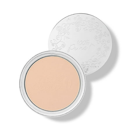 100% PURE Powder Foundation Matte Finish Face Makeup - Oil Absorbing Pressed Poreless Concealer - Vegan Fruit Pigmented Creme Color (Fair Shade w/Yellow Undertones) - 0.32 Oz