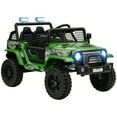 thumbnail image 2 of Qaba 12V Ride on Car, Ride on Truck, Battery Powered Toy Car with Remote, 4 Suspension Wheels, 3 MPH Max Speeds, Music, Horn & Lights, Green, 2 of 9