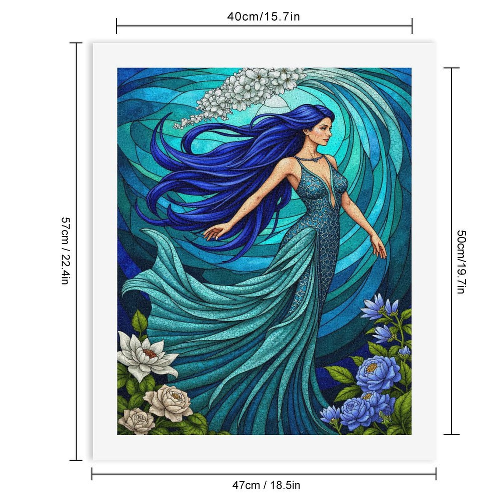 Paint By Numbers Kit for Adults Beginner - DIY Elegant Blue Fantasy Art Woman Canvas Painting Kits for Adults, Frameless Paint By Number for Adults for Home Wall Decor 16x20 Inch