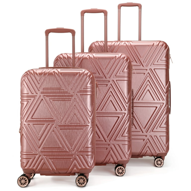 Badgley Mischka Contour 3 Piece Expandable Luggage Set (Rose Gold)