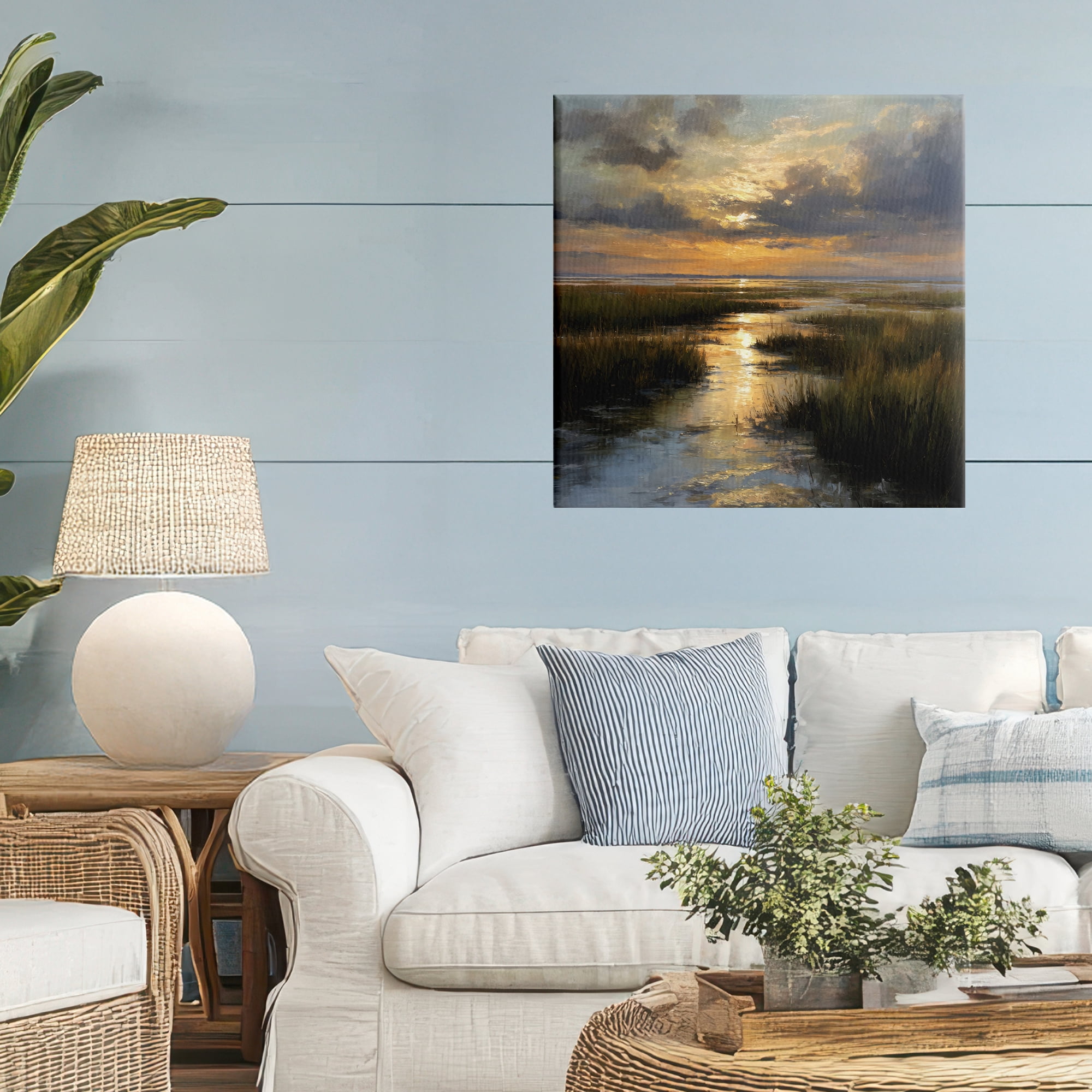 Stupell Industries Sunset Over Marshland Canvas Wall Art, design by Petal Prints Design