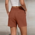 thumbnail image 3 of Resicozy Linen Shorts for Women Casual Summer High Waisted Wide Leg Lounge Beach Vacation Shorts with Pockets Vermilion XL, 3 of 5