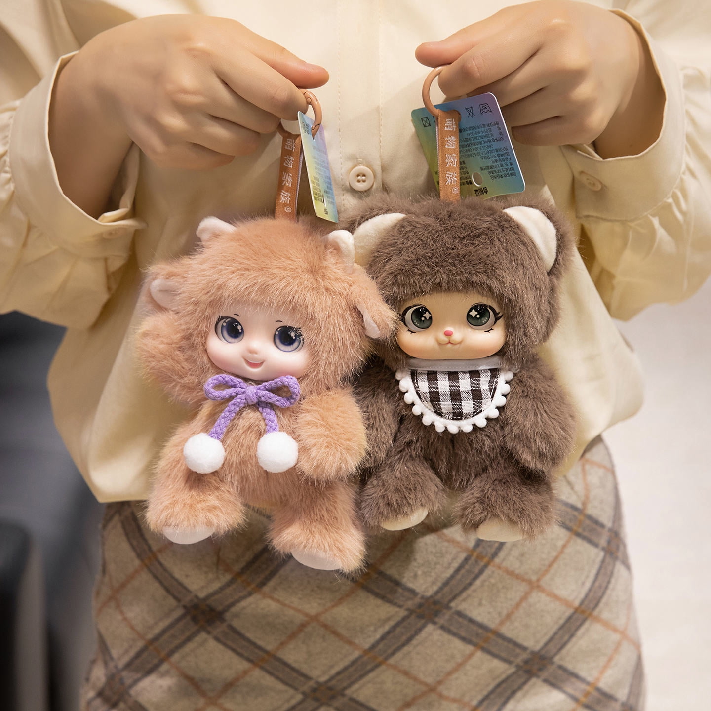 Adorable Plush Toys Decorative Frogs Sheep Rabbits Bears Hanging Ornaments Toy Family Collection Soft Stuffed Dolls Decor