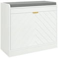 thumbnail image 1 of HOMCOM Banc à Chaussures avec Tiroir Rabattable, Coussin, 5 Paires pour Entrée Blanc, 1 of 10