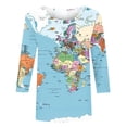 thumbnail image 5 of Raeneomay 3/4 Length Sleeve Womens Tops Women's Map Print Fashion Printed Round Neck T-Shirt Tops, 5 of 5