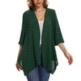thumbnail image 2 of Uvplove Cardigan for Women Open Front 3/4 Sleeve Swiss Dots Cardigans Lightweight Casual Cover Up Dark green-L, 2 of 8