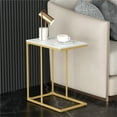 thumbnail image 4 of Wisfor Sintered Stone C Shaped Side Table Laptop Coffee Table Under Sofa Bed Indoor Furniture, 4 of 11