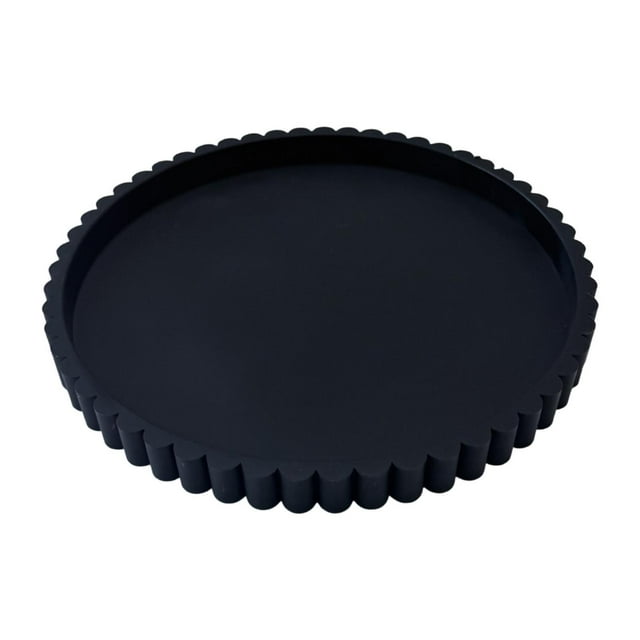 Lipstore Plateau de Service Rond Décoratif, Porte-Bijoux Parfumé Assiette Plateau d'Anniversaire Plat Noir