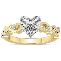Heart Shape 2 Carat IGI Certified Lab Grown Diamond Ring | 14K Yellow Gold |Catrina Cutwork Lab Diamond Engagement Ring | FG-VS1-VS2 Quality Friendly Diamonds
