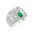 thumbnail image 3 of RYLOS Men's Rings Sterling Silver Rings Lucky Nugget Horse Head 6X4MM Oval Gemstone & Diamond Ring Emerald May Birthstone Rings For Men Size 13, 3 of 7