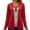 Red, variant on Women's Casual V Neck Fake Two Piece Long Sleeve Top, Decorative Button Striped Spliced Loose Tunic Blouse, Lightweight Knit Layered Look Shirt,White L