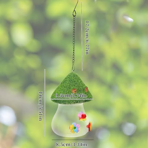 Hummingbird Feeder Cute Mushroom Hummingbird Feeders for Outdoors Hanging,Hummingbird Heeders for Outdoors Hanging Ant and Bee Proof,3 Petals Decorated with Water Spout Bird Water