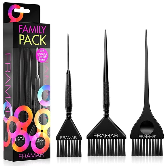 Framar Family Pack Brush Set Black - 3 Pack