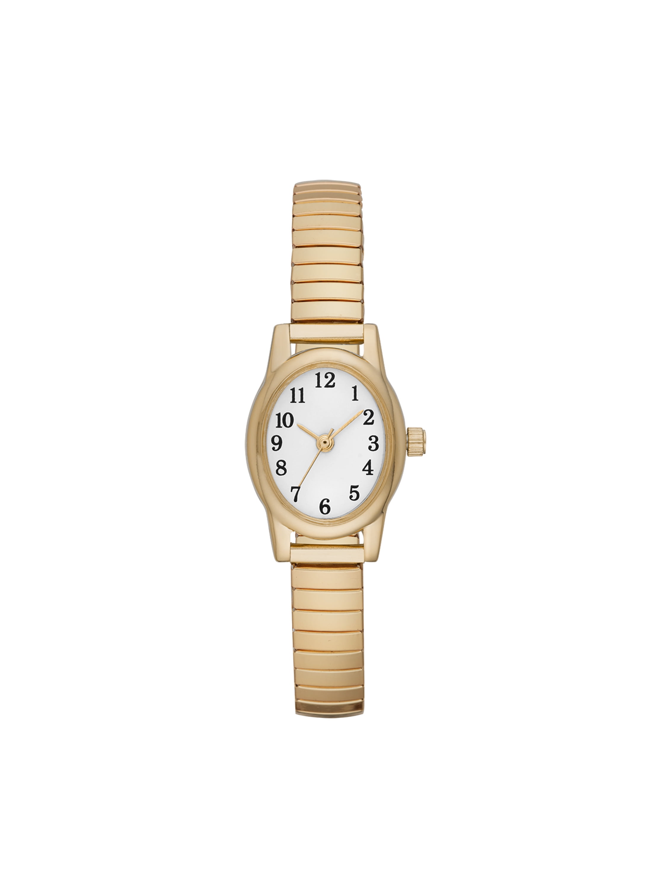 Time and Tru Women's Gold Tone Oval Watch with Expansion Strap