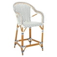 thumbnail image 3 of SAFAVIEH California Outdoor Patio Counter Stool w/ Arm, White/Navy, 3 of 11