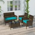 thumbnail image 2 of Costway 8 PCS Patio Furniture Set with Washable Cushions and Tempered Glass Coffee Table Turquoise, 2 of 8