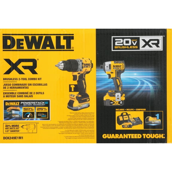 DEWALT 20V MAX XR Cordless Hammer Drill Driver and Impact Drive Combo Kit, Batteries and Charger Included (DCK249E1M1)