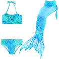 thumbnail image 2 of 3 Pcs Girls Swimsuit Mermaid Tails for Swimming Princess Bikini Bathing Suit Set DH06 Blue 110, 2 of 6