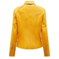 thumbnail image 2 of Previn Women's Faux Leather Jacket Motorcycle Long Sleeve Thick Fitted Outerwear Winter PU Coat Biker Moto Short Snow Fashion Yellow Medium, 2 of 5
