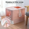 thumbnail image 3 of Pink Enclosed Foldable Cat Litter Box with Dual Entry (Front/Top) - Anti-Spill Hollow Top Design, Drawer Tray for Easy Cleaning, Spacious PVC Kitty Toilet with Scoop, Travel-Friendly & Space-Saving, 3 of 6
