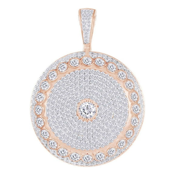 AFFY 3 Cttw Round Cut White Natural Diamond Iced Out Hip Hop Jewelry Halo Cluster Pendant In Sterling Silver