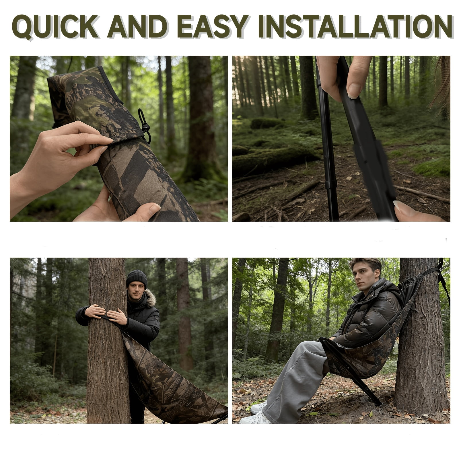 Portable hunting cushion, low and foldable hunting chair with adjustable straps and lumbar support, stable and compact concealed stool, suitable for outdoor hunting, camping, and fishing