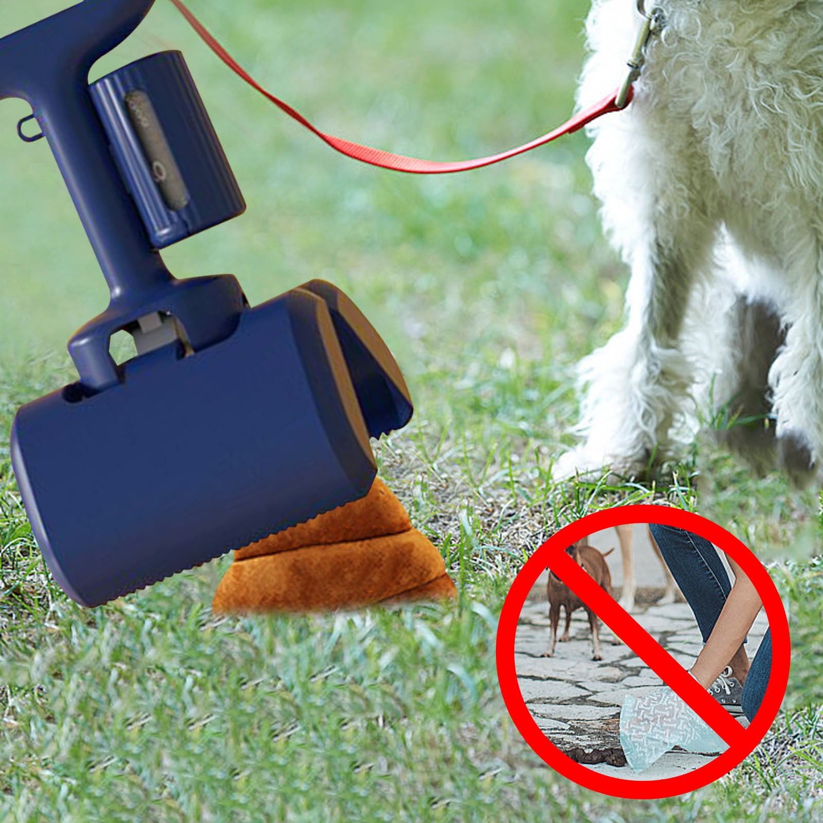 Dog Poop Bag Dispenser with Foldable Shovel Clip and 12 Count Odor-Control Bags, 10 in Handle, Portable Waste Collection System