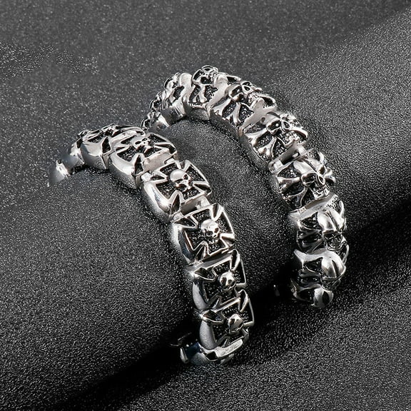 Cross Skull Men's Titanium Steel Bracelet
