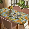 thumbnail image 3 of Orange Lemons Table Cloths for 3 Foot Rectangle Tables, Summer Botanical Checkered Farmhouse Patio Waterproof Elastic Fitted Tablecloths, Washable Rectangular Table Cover for Camping, 3 of 8