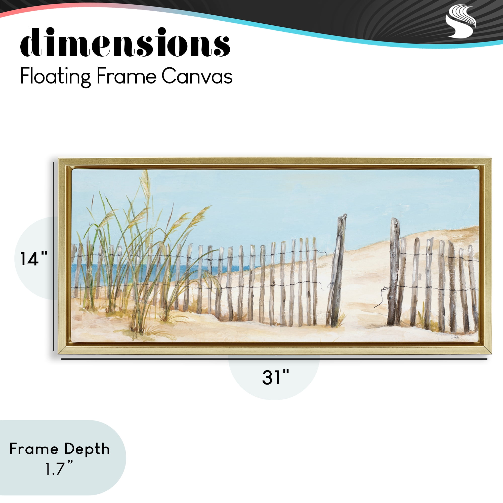 Stupell Industries Beach Fence Opening Gold Framed Floater Canvas Wall Art, design by Patricia Pinto