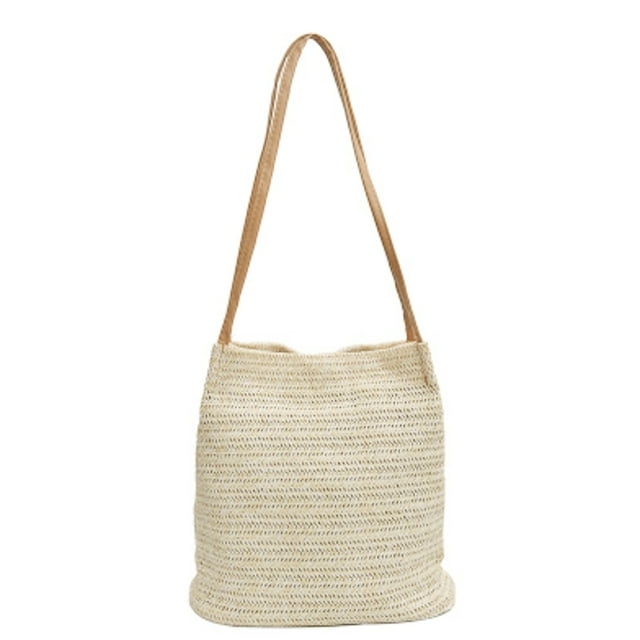 SHISUYAN Tote Beach Bags for Bag Shoulder Rattan Bag Purses For ( Beige )