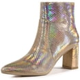 thumbnail image 1 of Unique Bargains Women's Pointed Toe Snake Print Chunky Heel Ankle Boots, 1 of 7