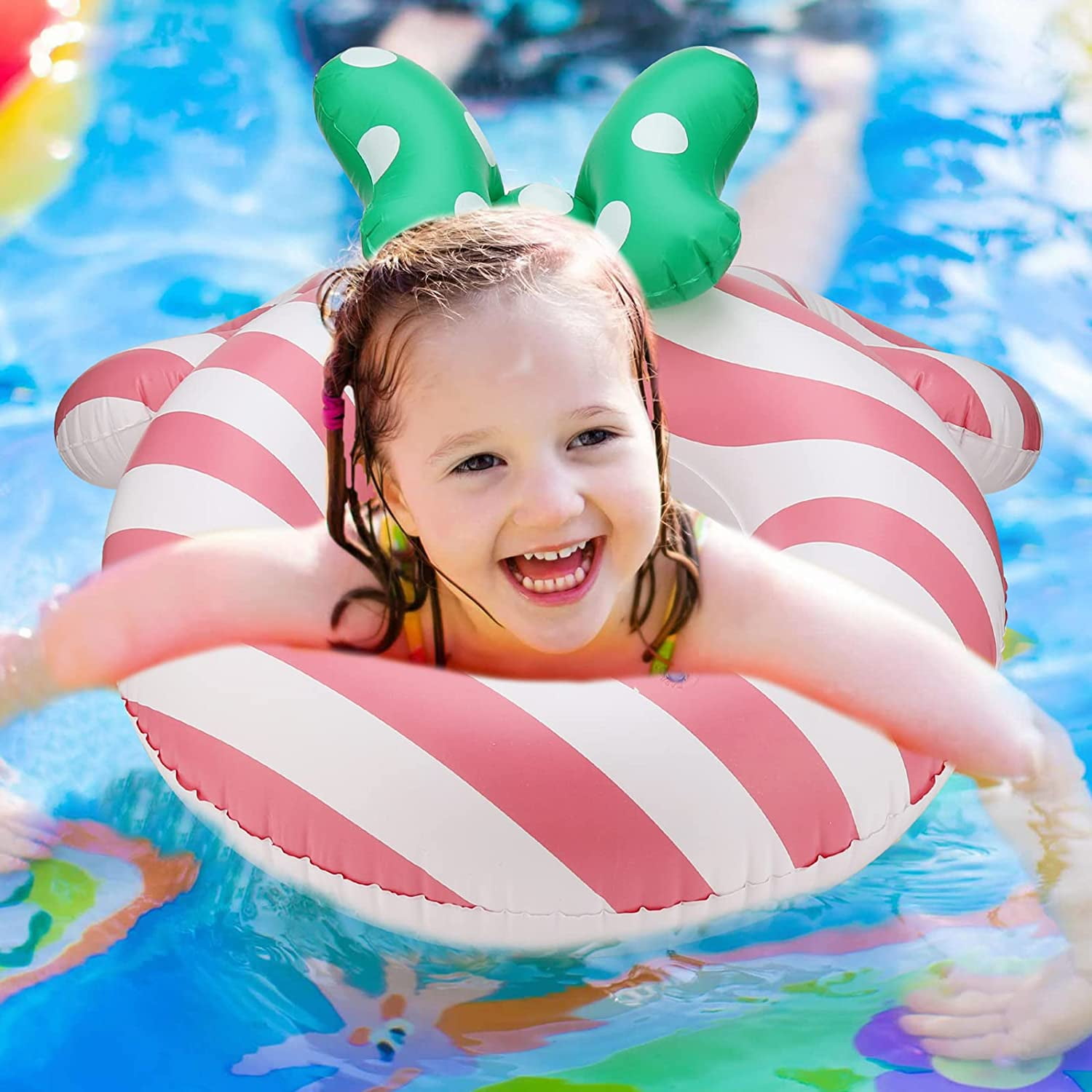 Kids Swim Ring, 25" Inflatable Swim Ring, Inflatable Pool Toys for 38