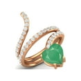 thumbnail image 2 of 7MM Heart Shape Wrap Bypass Ring Natural Emerald 925 Silver Rose Vermeil Women Valentines Day Gifts Rings, 2 of 4