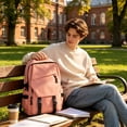 thumbnail image 5 of Backpack, Preppy Large Capacity Lightweight School Travel Bag, 18.1x11.81x5.12 In, Polyester Waterproof Bag with Multi Compartment and Padded Shoulder Straps, for Student Outdoor Travel, 5 of 6