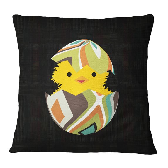 S4Sassy Decorative Easter Chicken Egg Print Black Pillow Case Square Cushion Cover Throw - Choose Size