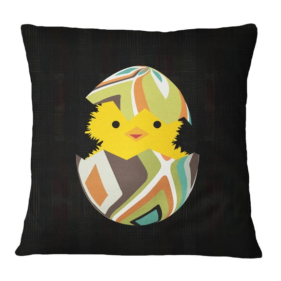 S4Sassy Decorative Easter Chicken Egg Print Black Pillow Case Square Cushion Cover Throw - Choose Size