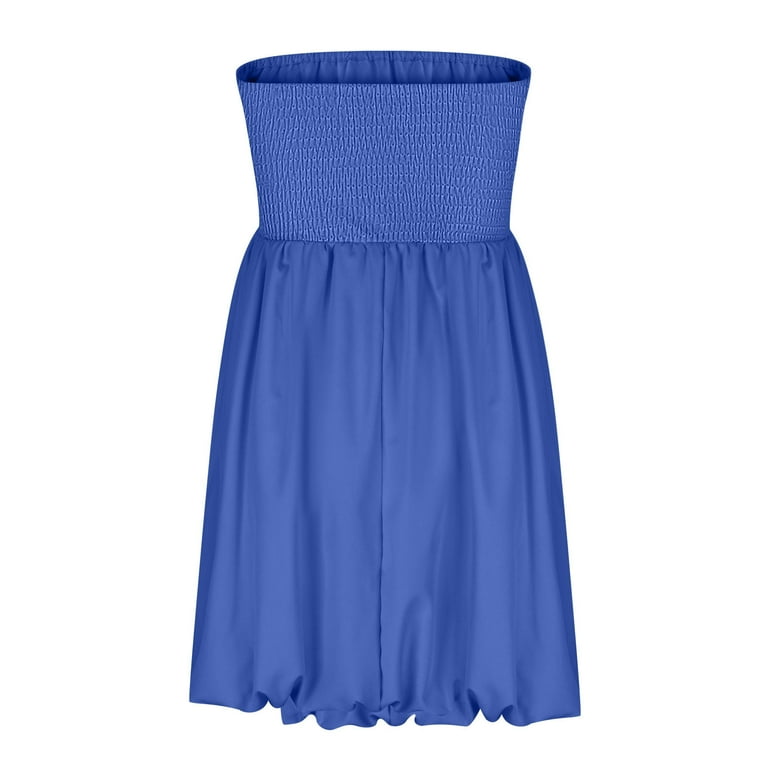 princess polly baby blue dress LNWUY Women Fashion Strapless Sleeveless Mini Dress Tube Top Bubble Skirt  Short Dress Off Shoulder Corset Top Balloon Dress Blue M