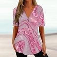 thumbnail image 2 of Xihbxyly Zippered Tops for Women Plus Size V Neck T Shirts Women Short Sleeve Shirt Half Zipper Blouse Loose Comfortable Print Top Blouse Graphic Tee Shirts 2024 Summer Tops #4, 2 of 5