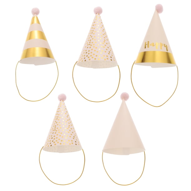 KAKOWELY 5 piezas de sombreros, suministros creativos para cumpleaños, sombrero de bola afelpada para fiesta de cumpleaños