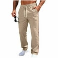 thumbnail image 1 of Lovzfmll Men's Solid Color Relaxed Fit Sweatpants, Elastic Drawstring Waist, Pockets, Straight-Leg for Comfort Khaki, M, 1 of 9