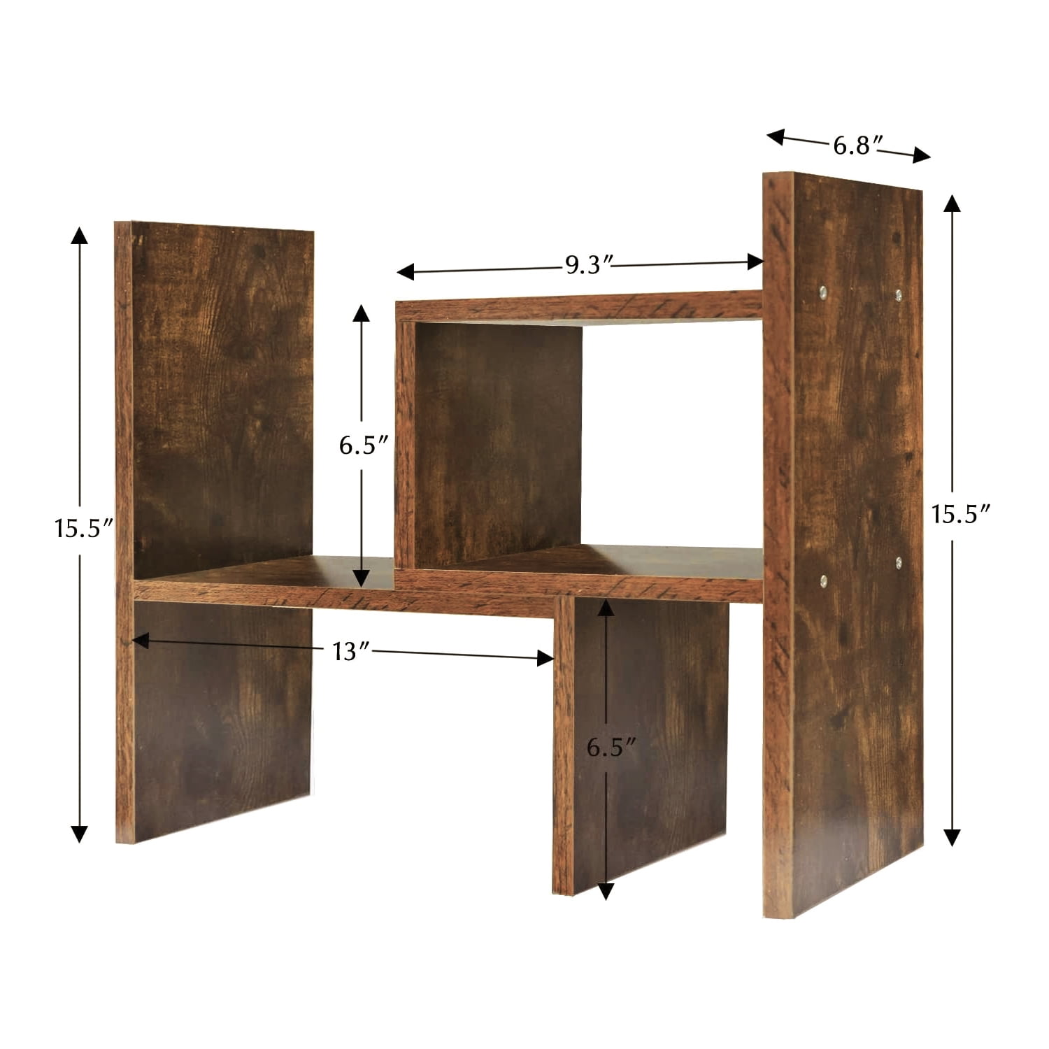 Adjustable Wood Desktop Organizer Office Storage Rack for Home Brown