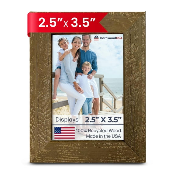 BARNWOODUSA Farmhouse 2.5x3.5 Picture Frame 1 1/2 inch Molding 100% Reclaimed Wood Rustic Espresso