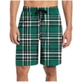 thumbnail image 2 of Ceisia Men's Loose Fit Checkered Print Home Shorts with Elastic Waist Lace-up Pockets Stretchy Casual 5/8 Length Pajama Bottoms Green Gifts for Father L, 2 of 6