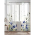 thumbnail image 2 of Sheer Curtains 2 Panels Set, Purple Flower Watercolor White Flowers Bird Country Window Sheer Curtains for Living Room/Bedroom, Light Filtering Rod Pocket Voile Drapes, 52" W x 108" L, 2 of 7