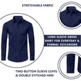 thumbnail image 2 of Mens Long Sleeve Slim-Fit Design Dress Shirts (2-Pack), 2 of 4
