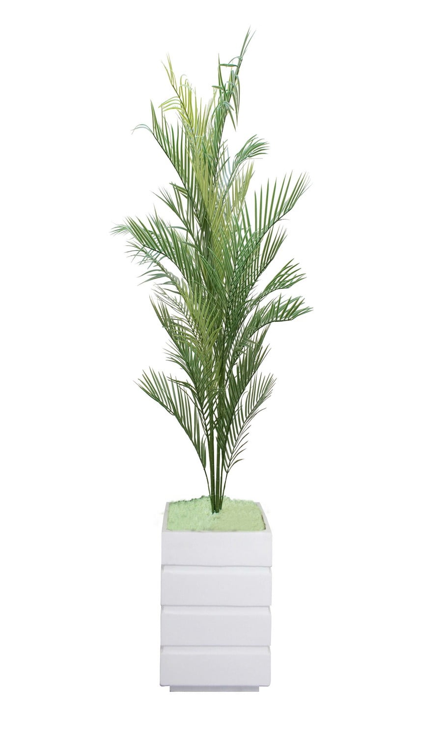 54'' Green Artificial Palm Tree in White Square Vase