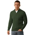thumbnail image 2 of Iceglad Mens Quarter Zip Sweater Cable Knit Stand Collar Pullover Casual Thermal Knitwear, 2 of 7